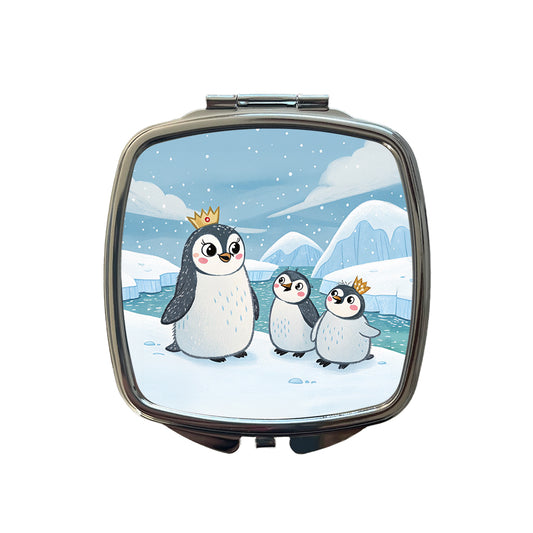 Kawaii Emperor Penguins Small Travel Purse Handbag Pocket Makeup Compact Mirror
