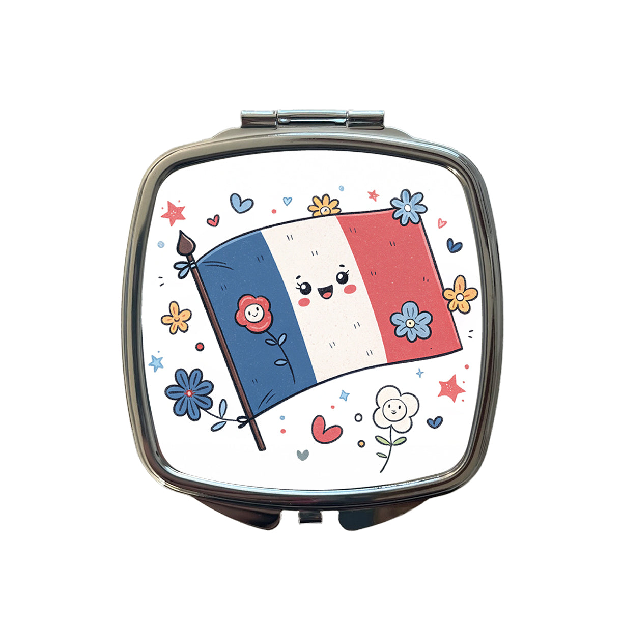 Kawaii France Flag Small Travel Purse Handbag Pocket Makeup Compact Mirror