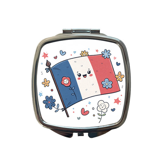 Kawaii France Flag Small Travel Purse Handbag Pocket Makeup Compact Mirror