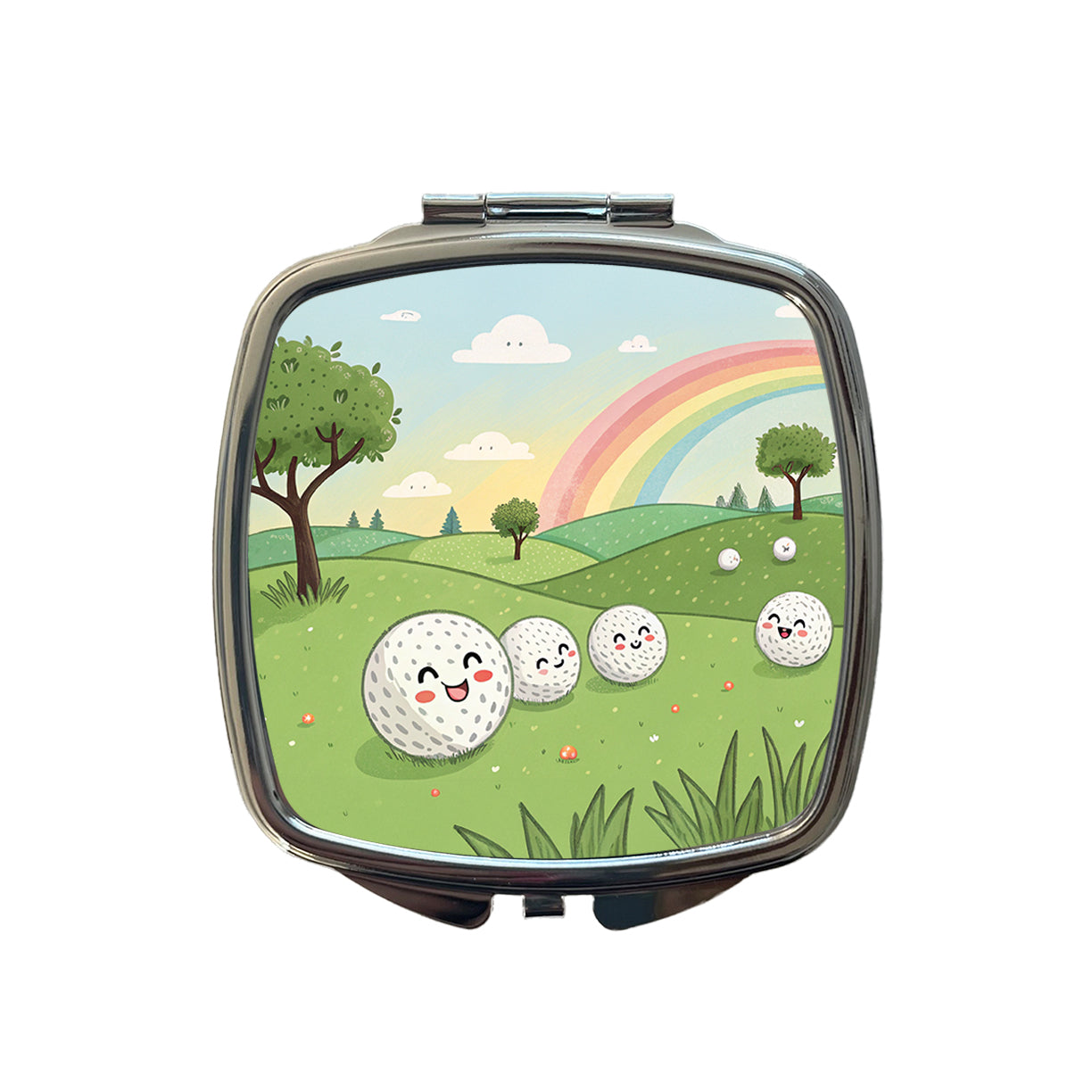 Kawaii Golf Balls Small Travel Purse Handbag Pocket Makeup Compact Mirror