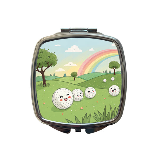 Kawaii Golf Balls Small Travel Purse Handbag Pocket Makeup Compact Mirror