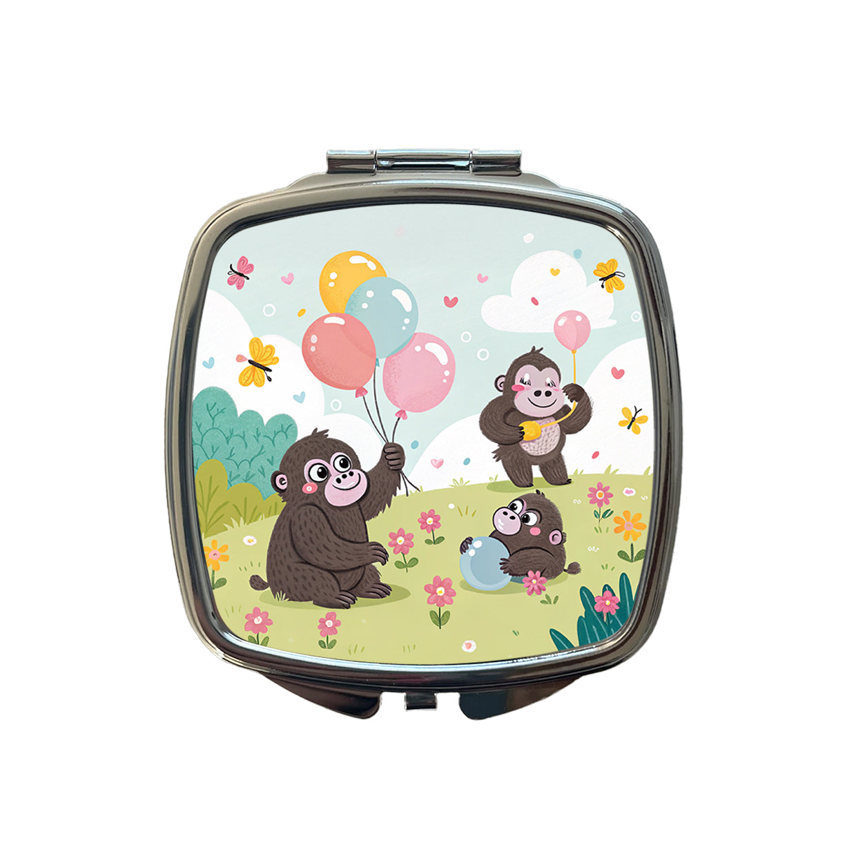 Kawaii Gorillas Small Travel Purse Handbag Pocket Makeup Compact Mirror
