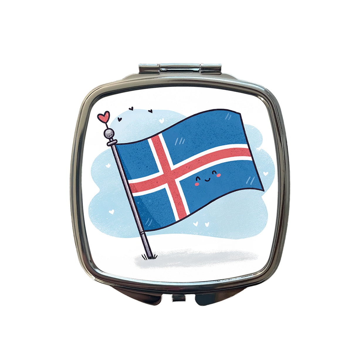 Kawaii Iceland Flag Small Travel Purse Handbag Pocket Makeup Compact Mirror