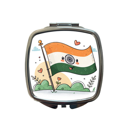 Kawaii India Flag Small Travel Purse Handbag Pocket Makeup Compact Mirror