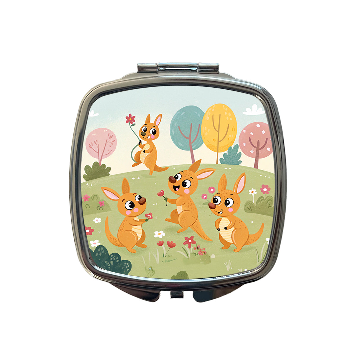 Kawaii Kangaroos Small Travel Purse Handbag Pocket Makeup Compact Mirror