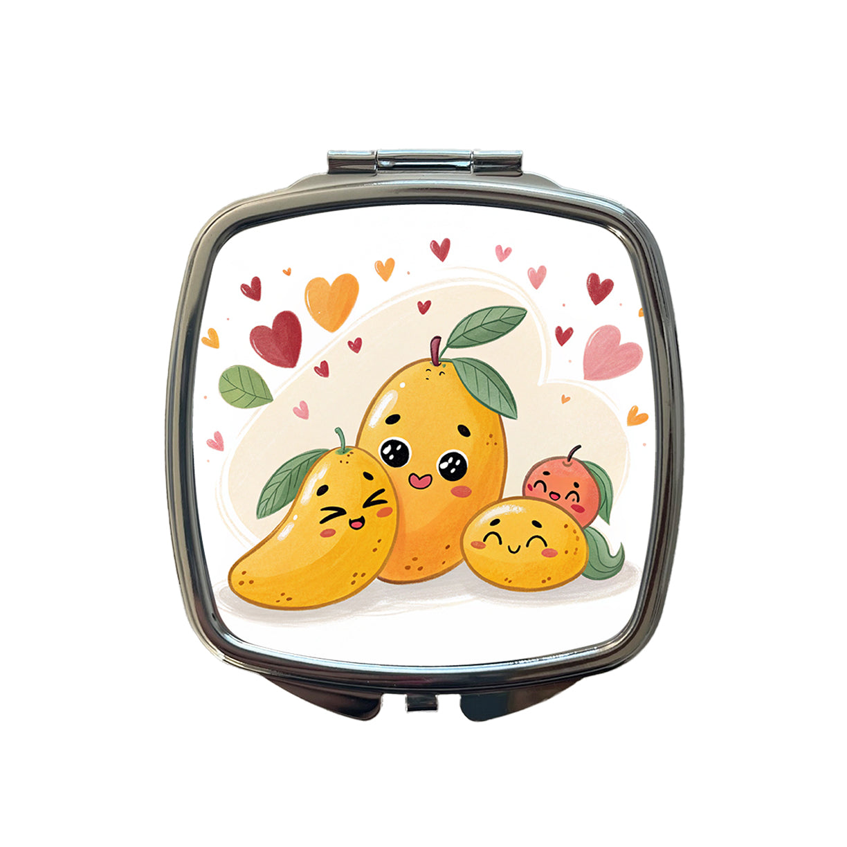Kawaii Mangos And Hearts Small Travel Purse Handbag Pocket Makeup Compact Mirror