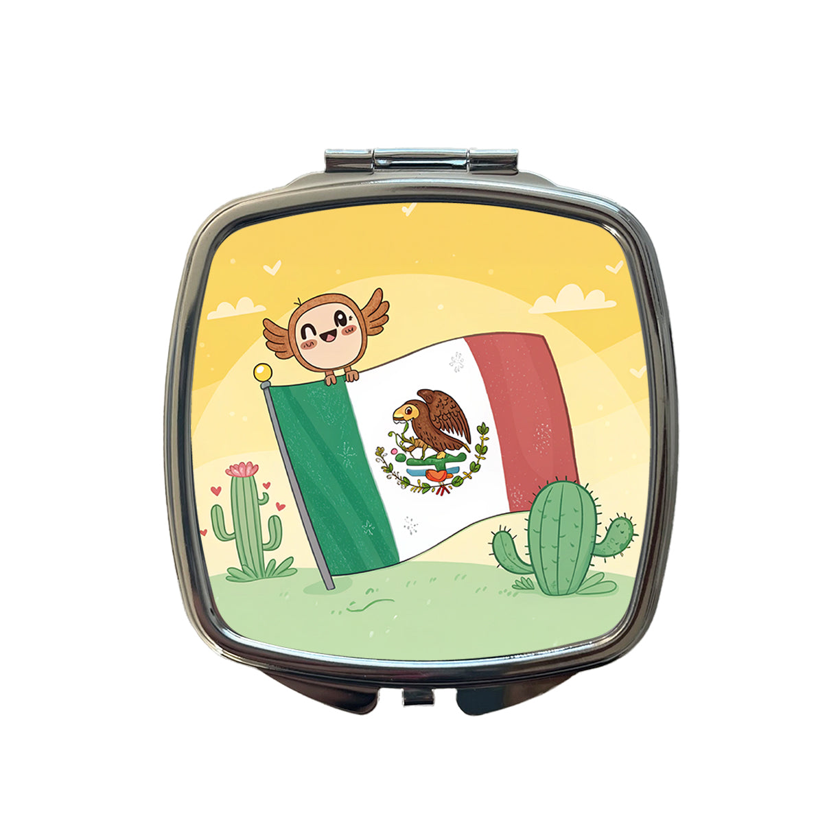 Kawaii Mexico Mexican Flag Small Travel Purse Handbag Pocket Makeup Compact Mirror