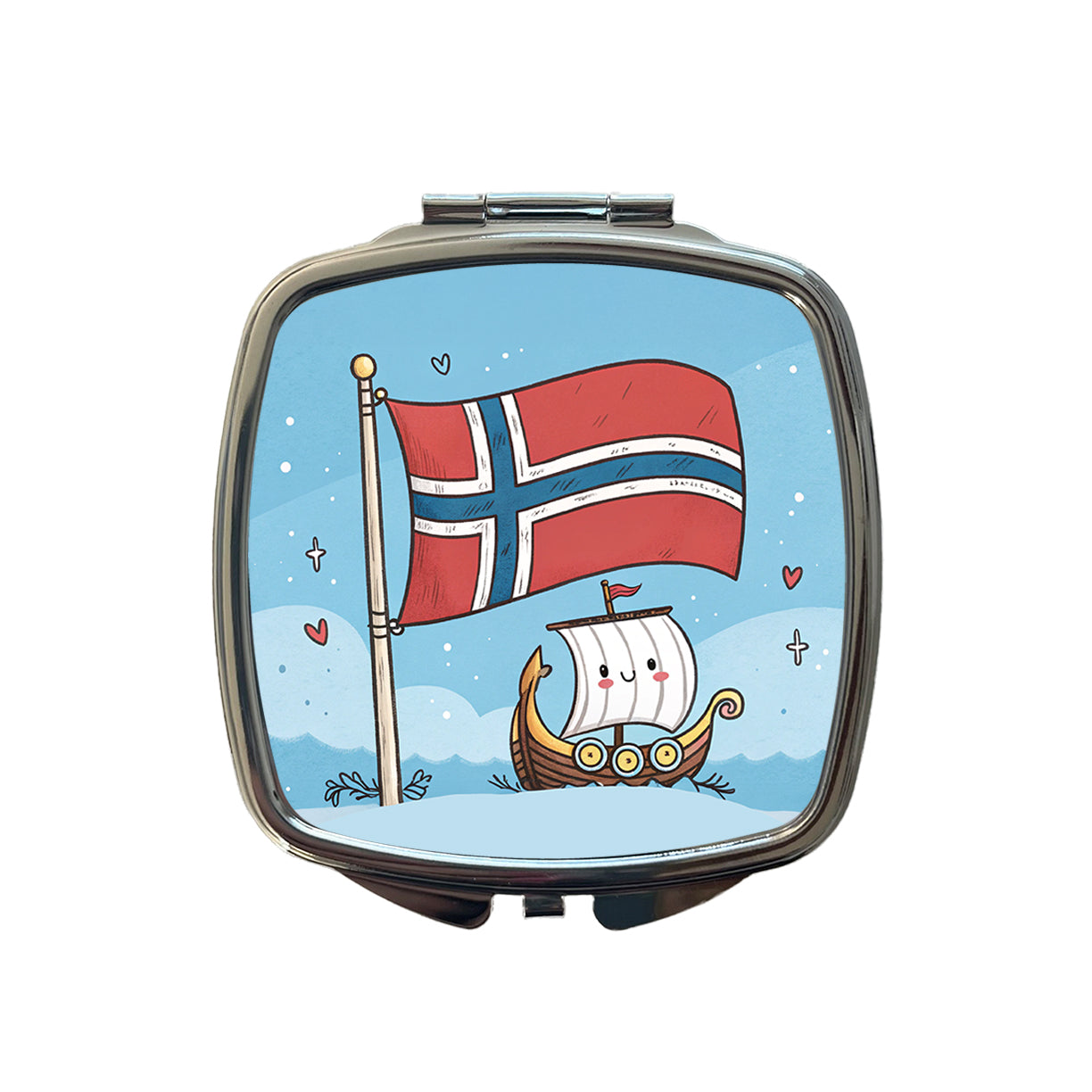 Kawaii Norway Flag Small Travel Purse Handbag Pocket Makeup Compact Mirror