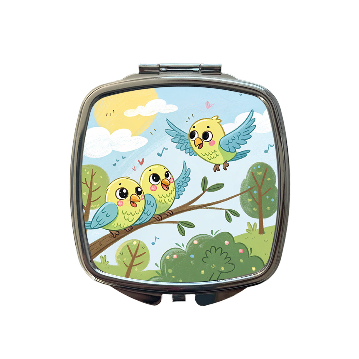 Kawaii Parakeets Small Travel Purse Handbag Pocket Makeup Compact Mirror