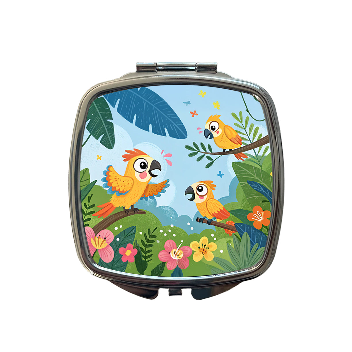 Kawaii Parrots Small Travel Purse Handbag Pocket Makeup Compact Mirror