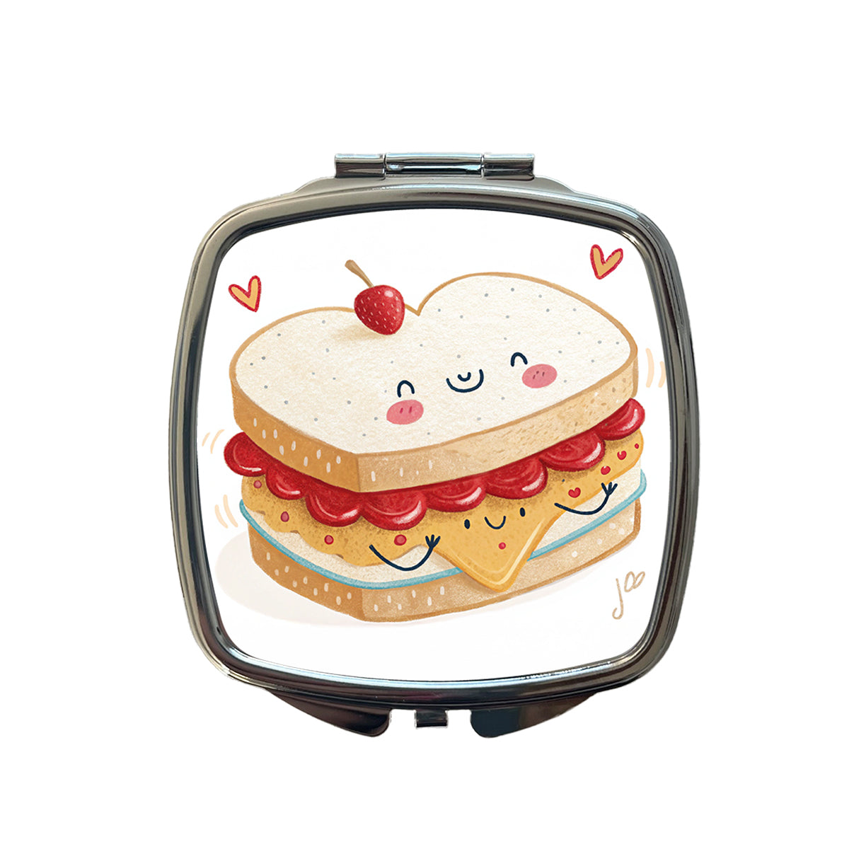 Kawaii Peanut Butter And Jelly Sandwich Small Travel Purse Handbag Pocket Makeup Compact Mirror