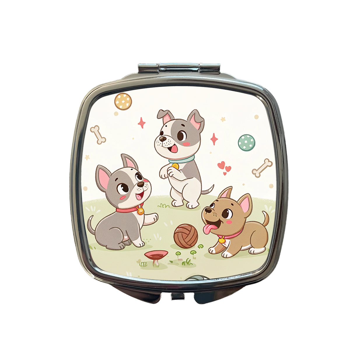 Kawaii Pitbulls Dogs Small Travel Purse Handbag Pocket Makeup Compact Mirror