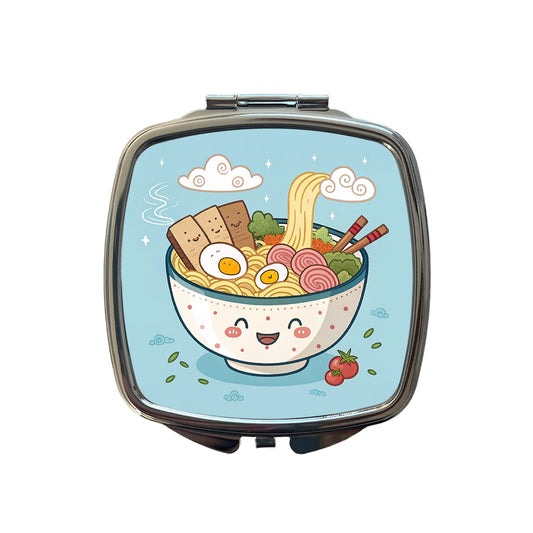 Kawaii Ramen Noodles Small Travel Purse Handbag Pocket Makeup Compact Mirror