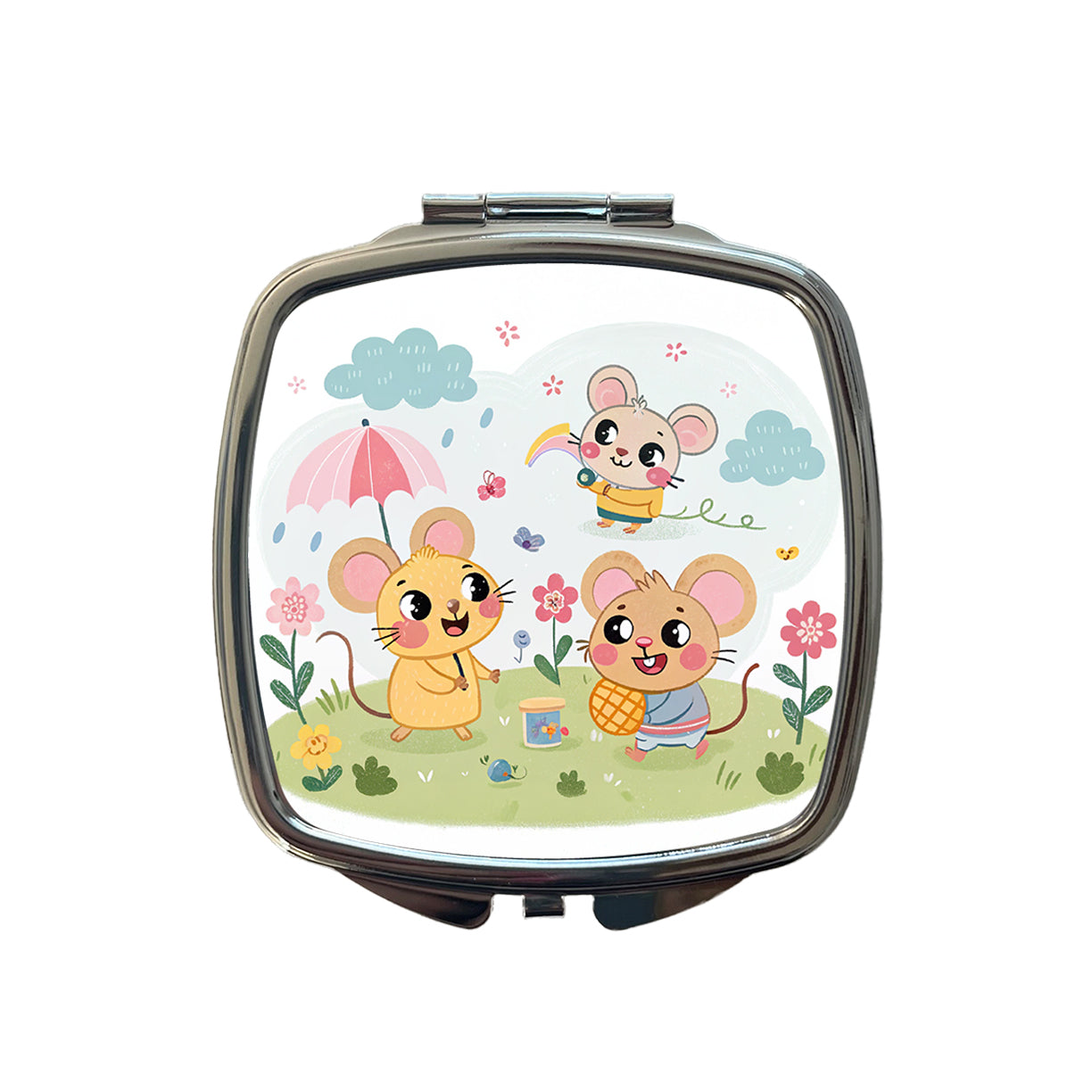 Kawaii Rats Small Travel Purse Handbag Pocket Makeup Compact Mirror