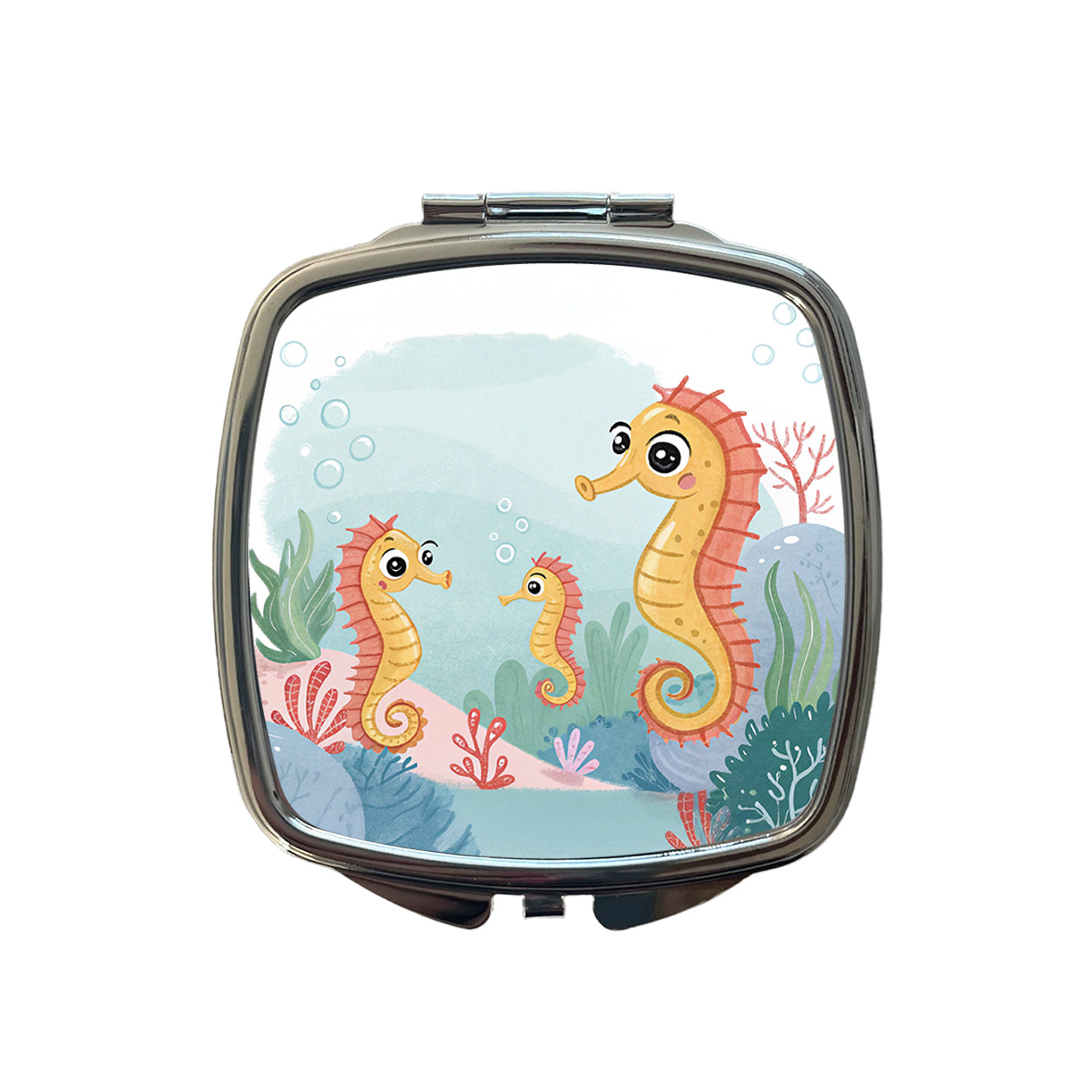 Kawaii Seahorses Small Travel Purse Handbag Pocket Makeup Compact Mirror