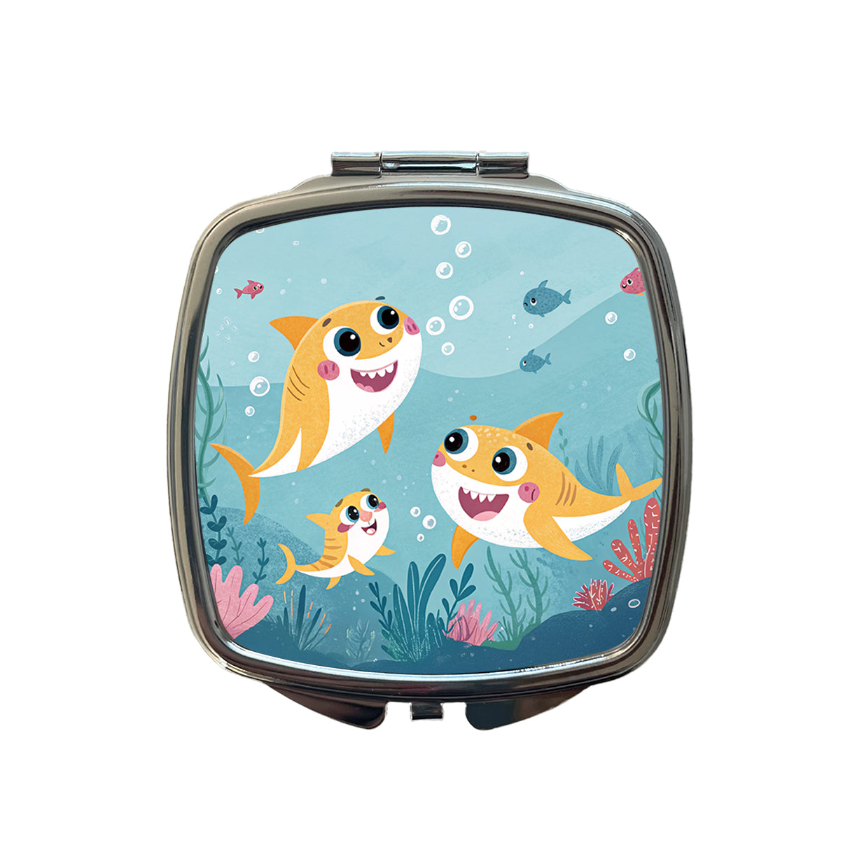 Kawaii Sharks Small Travel Purse Handbag Pocket Makeup Compact Mirror