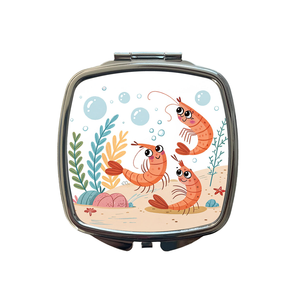 Kawaii Shrimp Small Travel Purse Handbag Pocket Makeup Compact Mirror