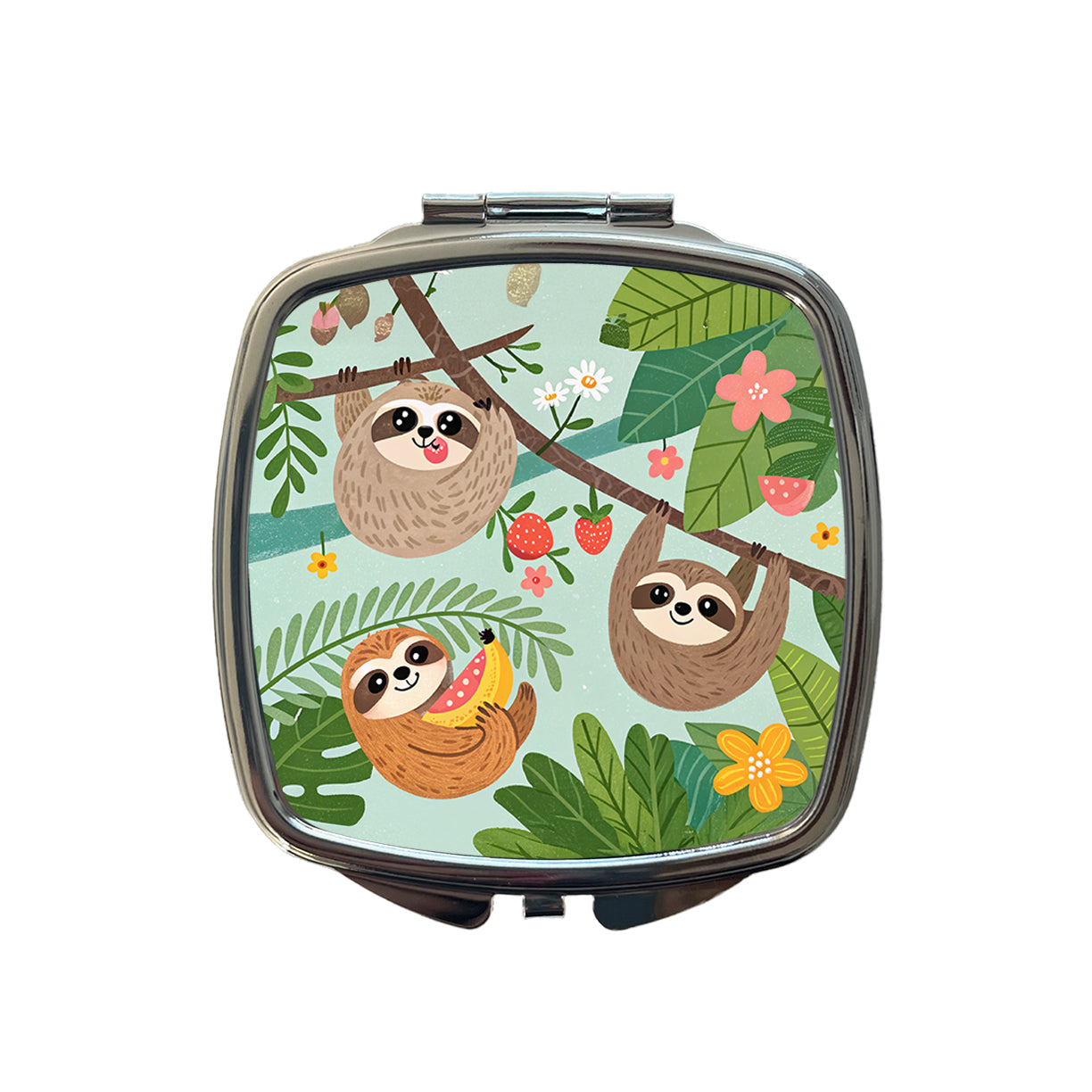 Kawaii Sloths Small Travel Purse Handbag Pocket Makeup Compact Mirror