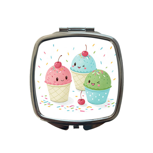 Kawaii Snowcones Small Travel Purse Handbag Pocket Makeup Compact Mirror