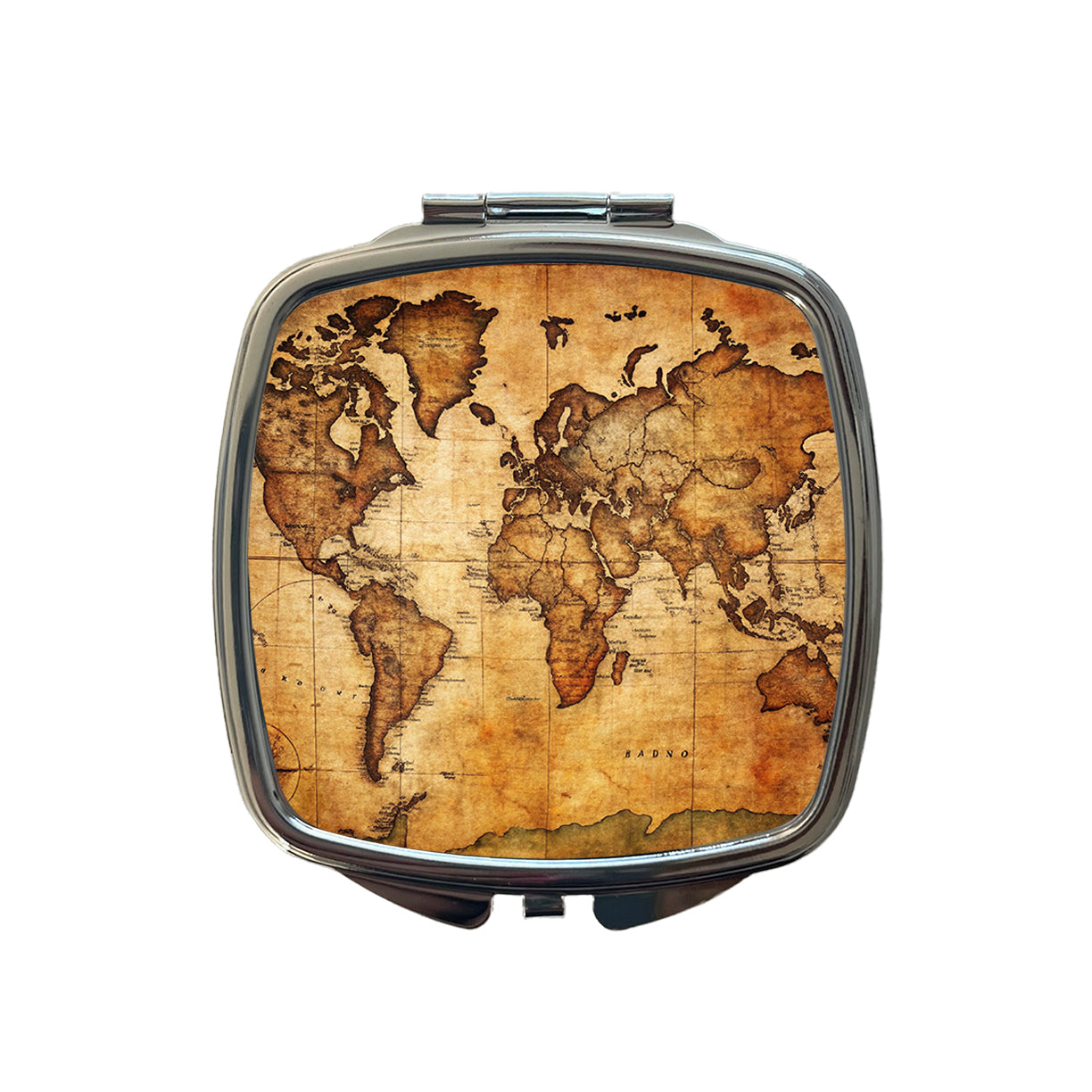 Ancient Worn Map Of The World Continents Small Travel Purse Handbag Pocket Makeup Compact Mirror