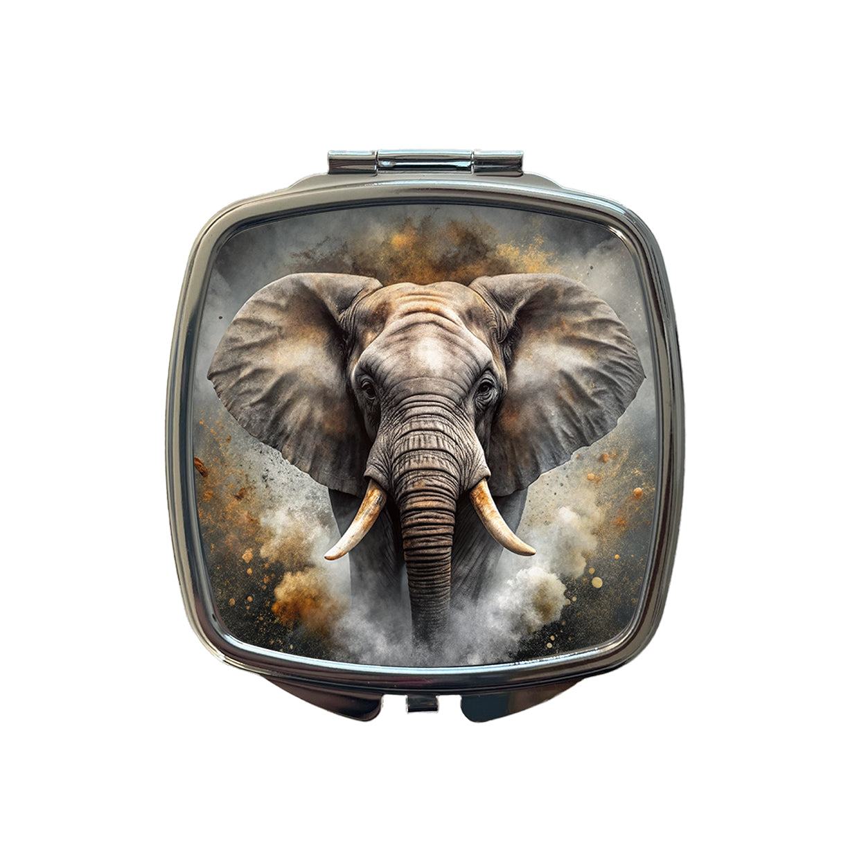 Angry Elephant Black Watercolor Small Travel Purse Handbag Pocket Makeup Compact Mirror