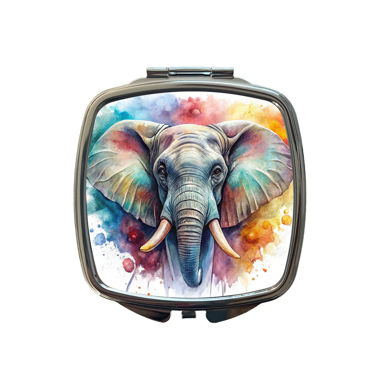 Angry Elephant Colorful Watercolor Small Travel Purse Handbag Pocket Makeup Compact Mirror