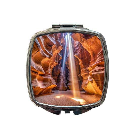 Antelope Slot Canyon Light Beams Utah Nevada Small Travel Purse Handbag Pocket Makeup Compact Mirror