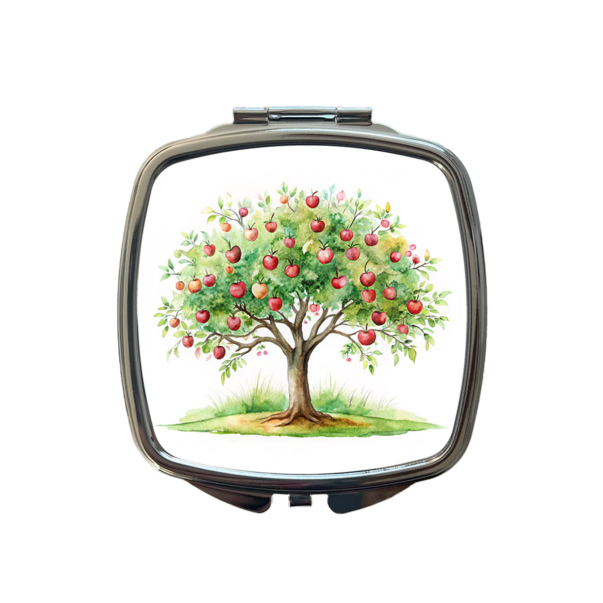 Apple Tree Watercolor Small Travel Purse Handbag Pocket Makeup Compact Mirror
