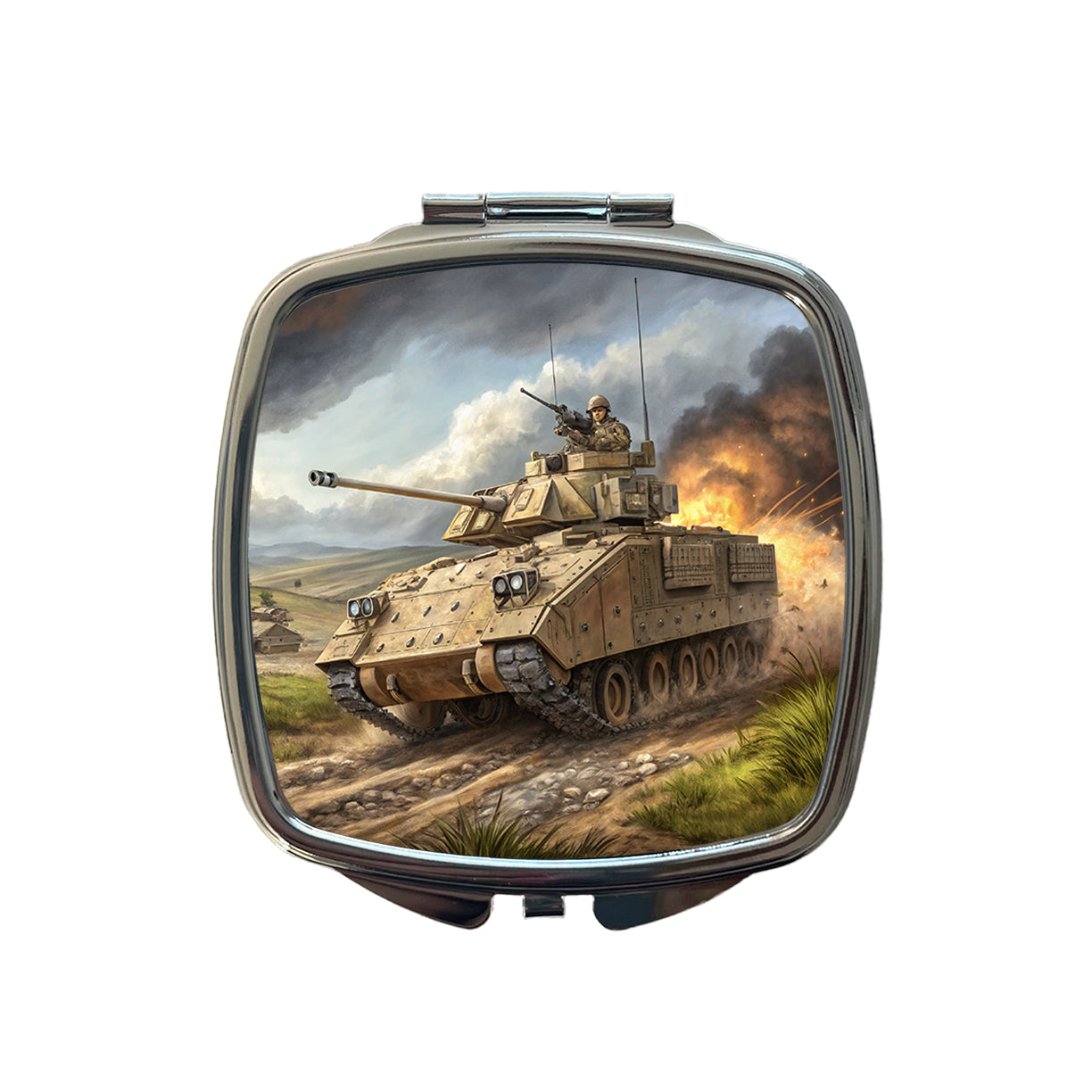 Bradley Fighting Vehicle US Army Armor Small Travel Purse Handbag Pocket Makeup Compact Mirror