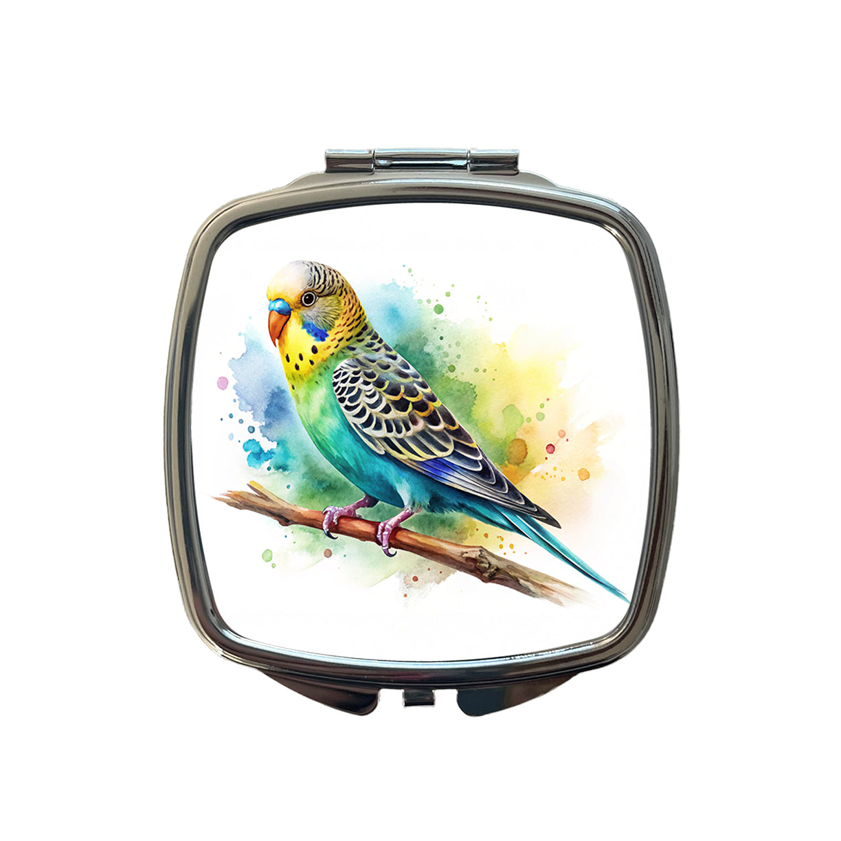 Budgerigar Budgie Parakeet Bird Watercolor Small Travel Purse Handbag Pocket Makeup Compact Mirror