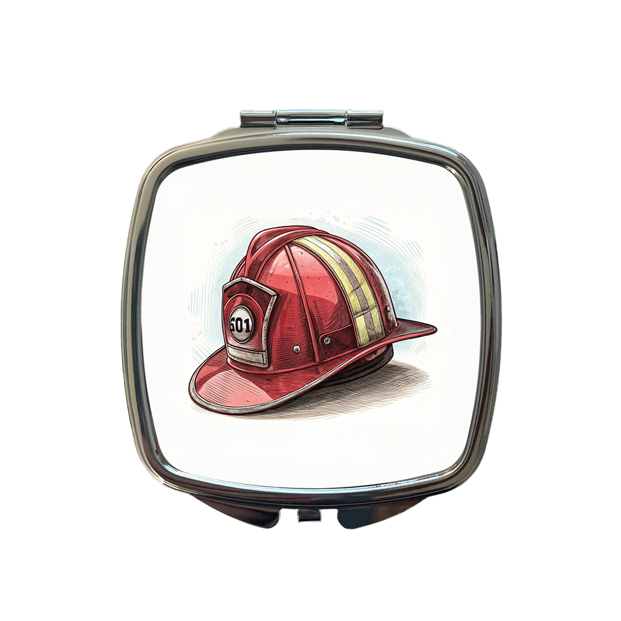 Classic Red Firefighter Fireman Helmet Small Travel Purse Handbag Pocket Makeup Compact Mirror