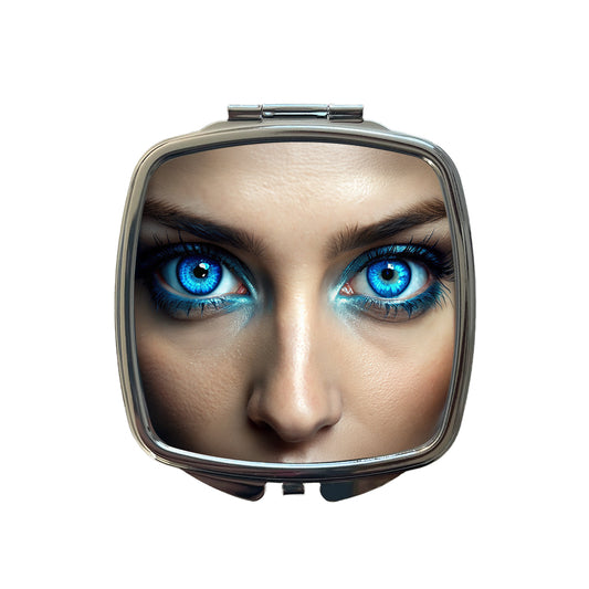 Close-Up Of Blue Eyes Small Travel Purse Handbag Pocket Makeup Compact Mirror