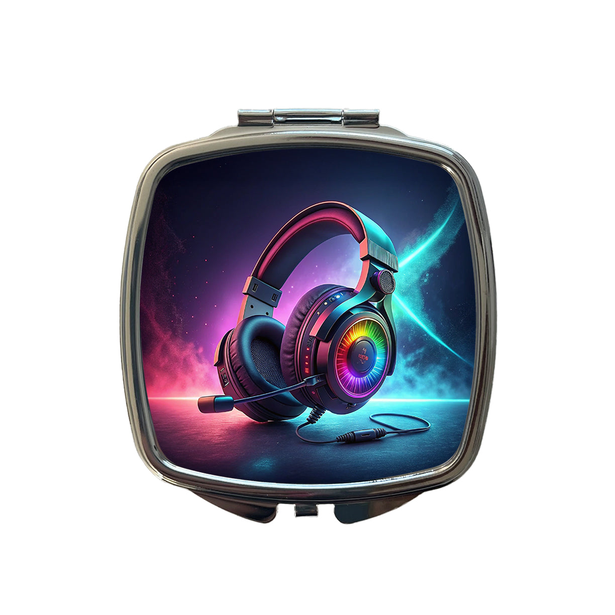 Computer Console Gaming Headphones Small Travel Purse Handbag Pocket Makeup Compact Mirror