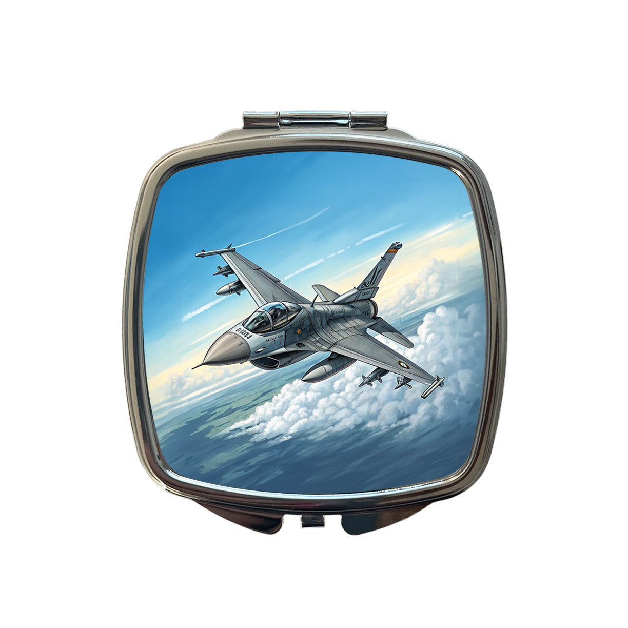 F-16 Fighting Falcon Viper US Air Force Air Superiority Fighter Plane Small Travel Purse Handbag Pocket Makeup Compact Mirror