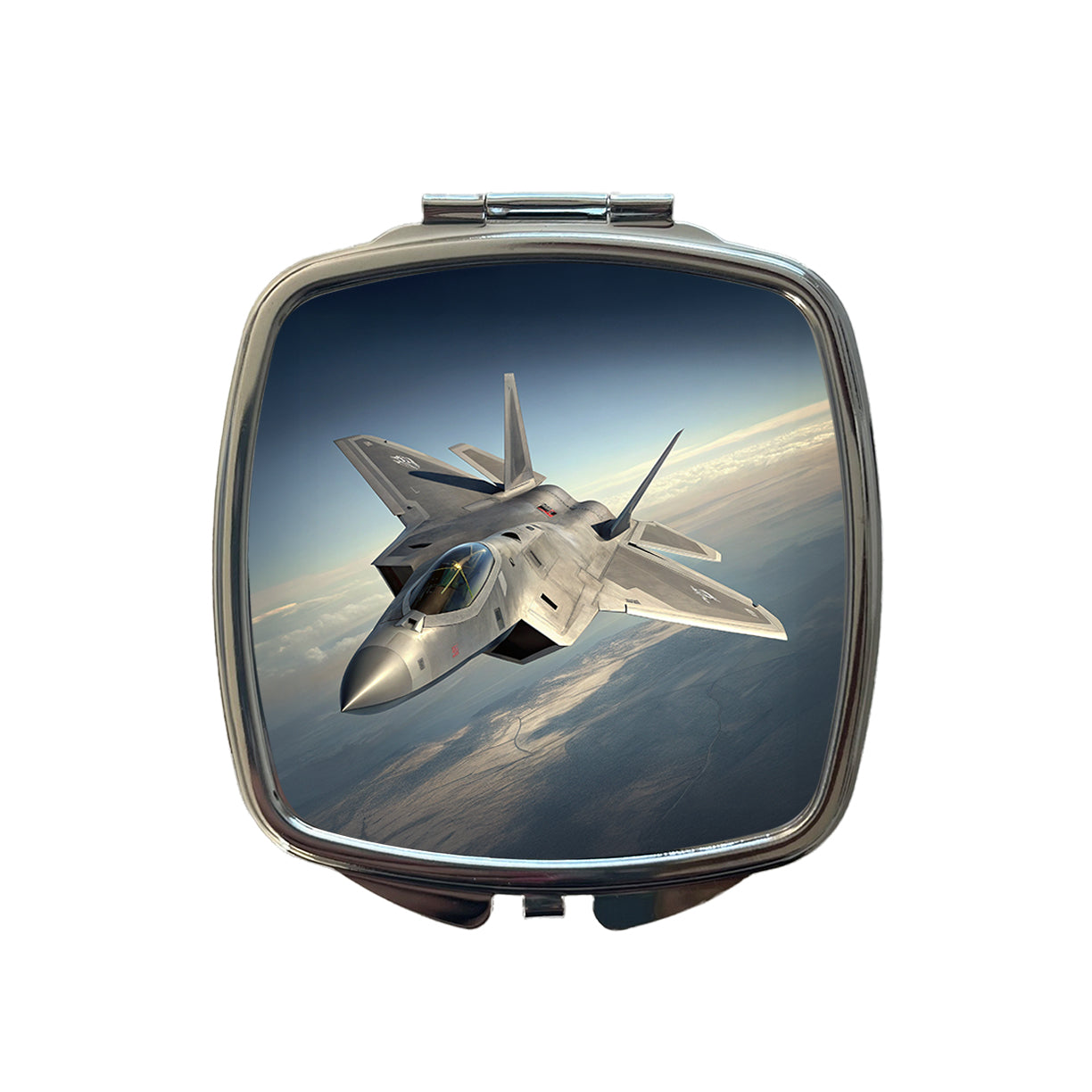 F-22 Raptor US Air Force Air Superiority Fighter Plane Small Travel Purse Handbag Pocket Makeup Compact Mirror