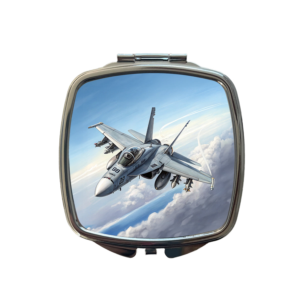 FA-18 Hornet US Navy Multirole Fighter Plane Small Travel Purse Handbag Pocket Makeup Compact Mirror