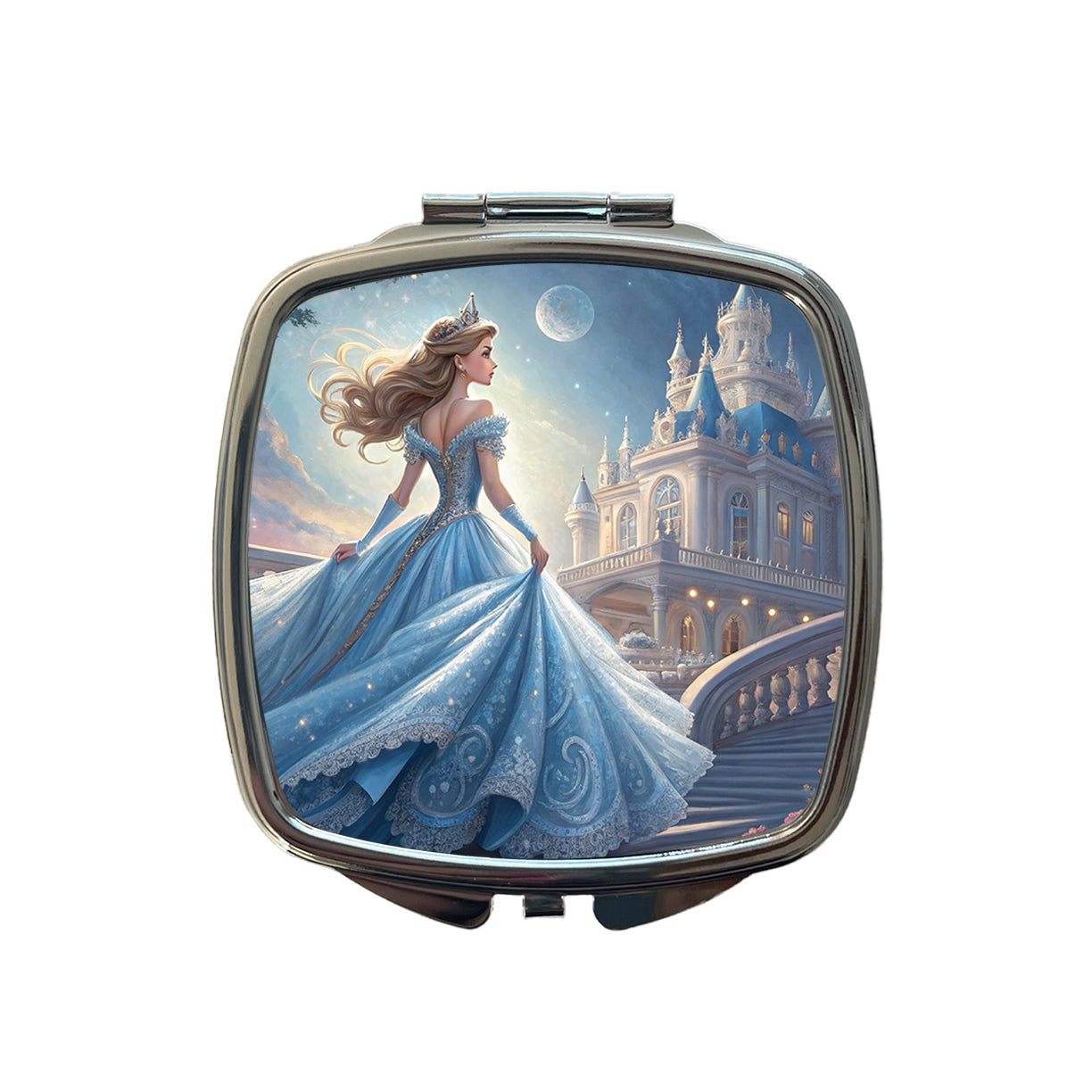 Fairy Tale Princess In Ball Gown Small Travel Purse Handbag Pocket Makeup Compact Mirror