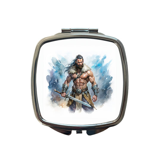 Fantasy Male Barbarian With Two-Handed Sword Small Travel Purse Handbag Pocket Makeup Compact Mirror