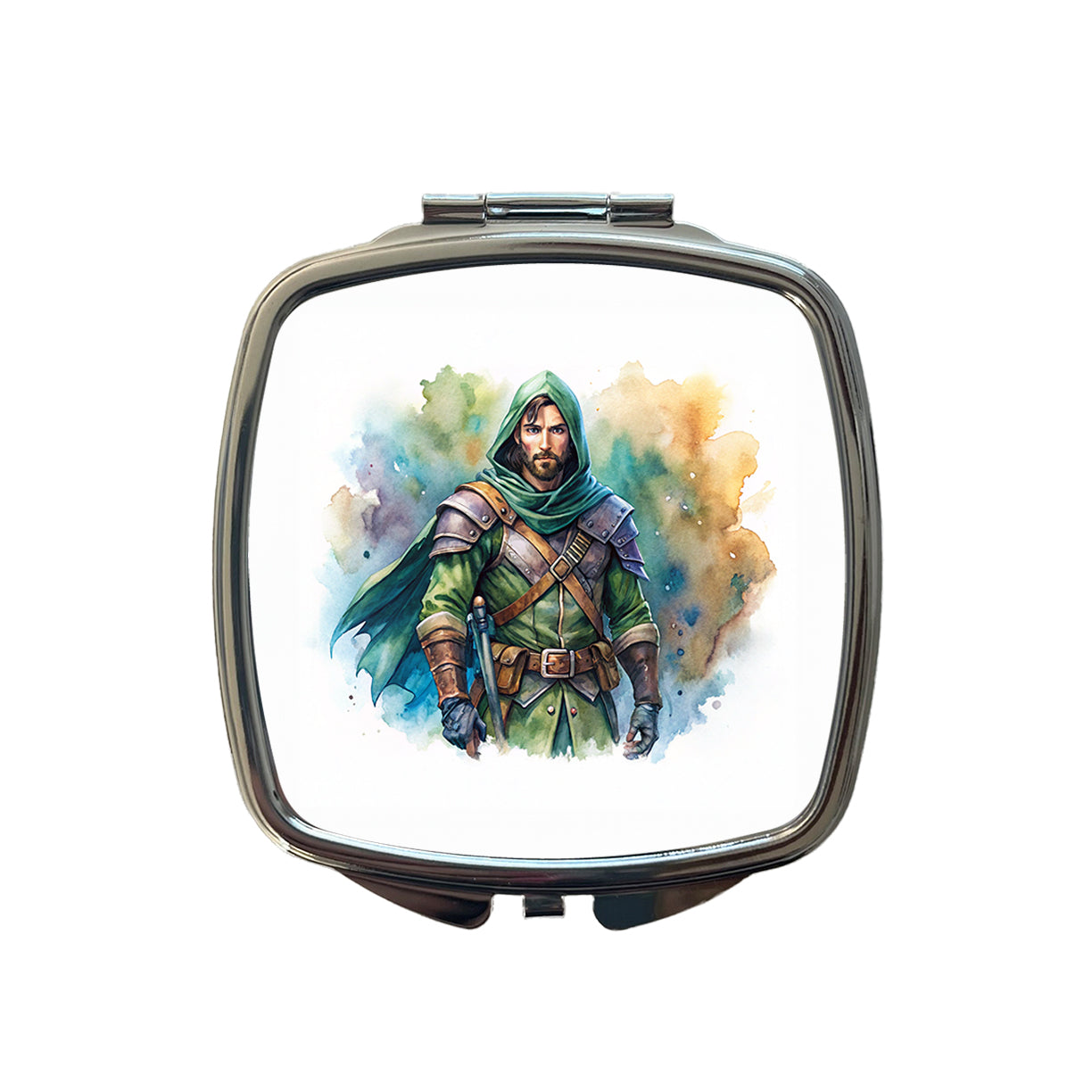 Fantasy Male Rogue Thief Watercolor Small Travel Purse Handbag Pocket Makeup Compact Mirror