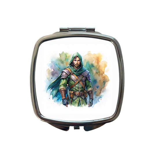 Fantasy Male Rogue Thief Watercolor Small Travel Purse Handbag Pocket Makeup Compact Mirror