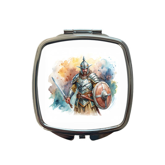 Fantasy Male Warrior Fighter With Full Armor Tank Small Travel Purse Handbag Pocket Makeup Compact Mirror
