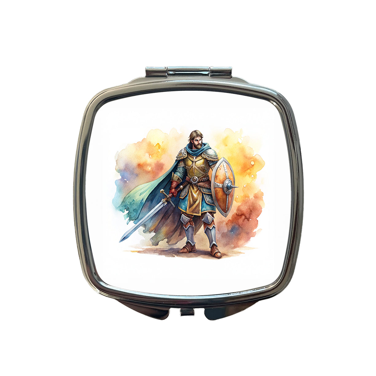 Fantasy Male Warrior Fighter With Sword And Shield Tank Small Travel Purse Handbag Pocket Makeup Compact Mirror