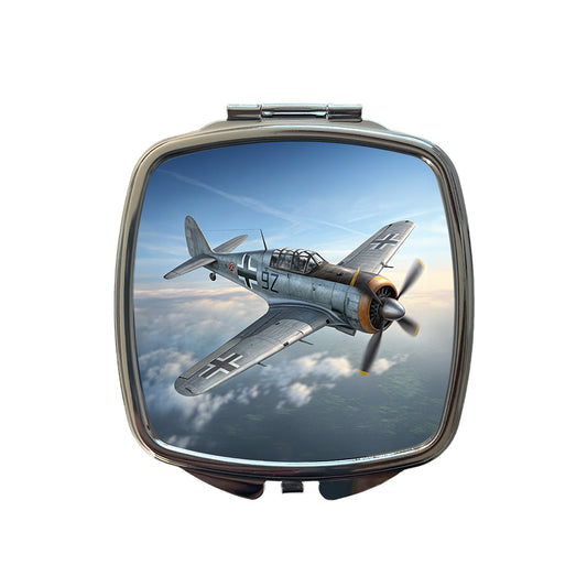 Focke Wulf Fw-190 WWII German Fighter Plane Small Travel Purse Handbag Pocket Makeup Compact Mirror