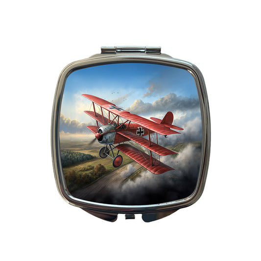 Fokker Dr.I Triplane WWI German Fighter Plane Small Travel Purse Handbag Pocket Makeup Compact Mirror