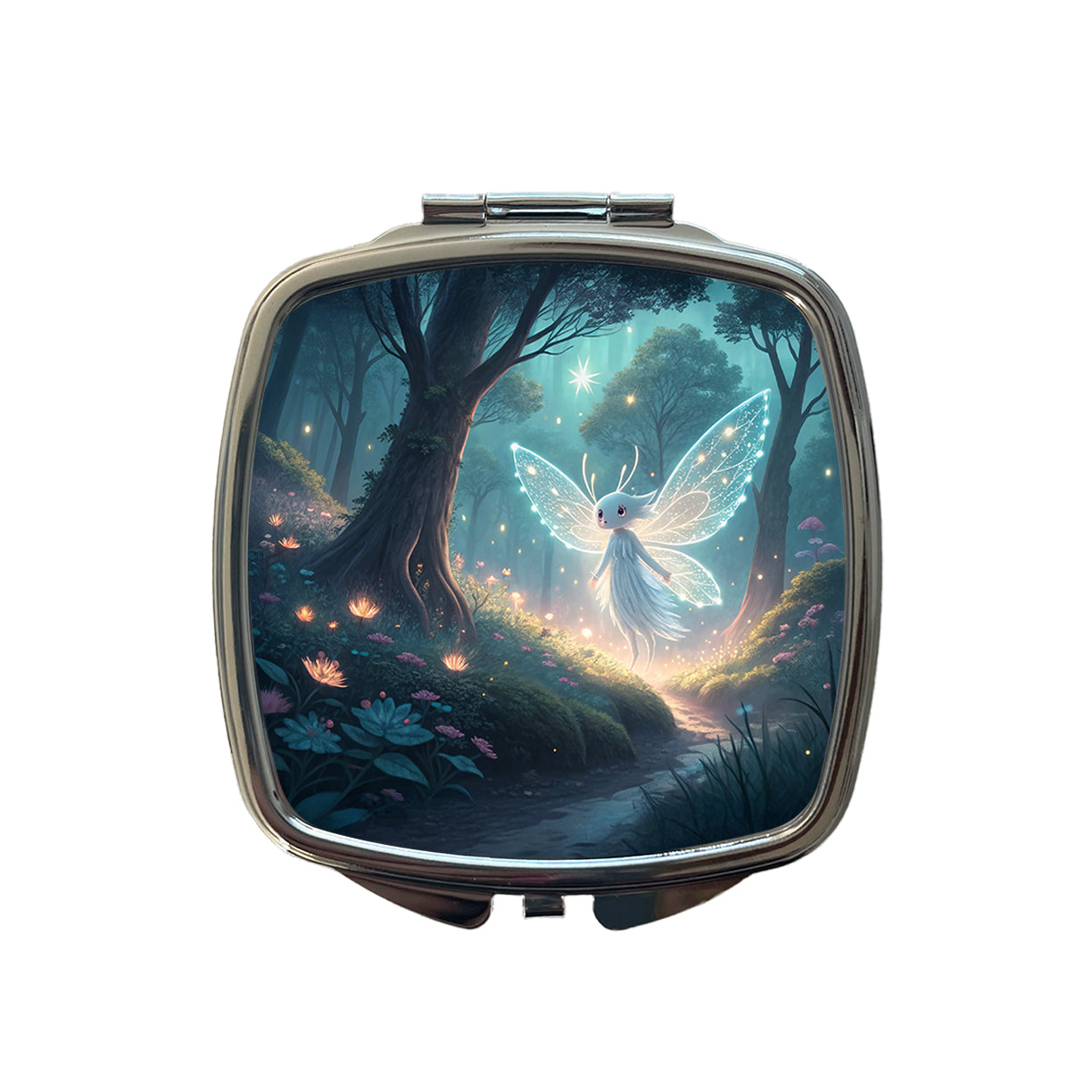 Forest Spirit Japanese Anime Style Fantasy Small Travel Purse Handbag Pocket Makeup Compact Mirror