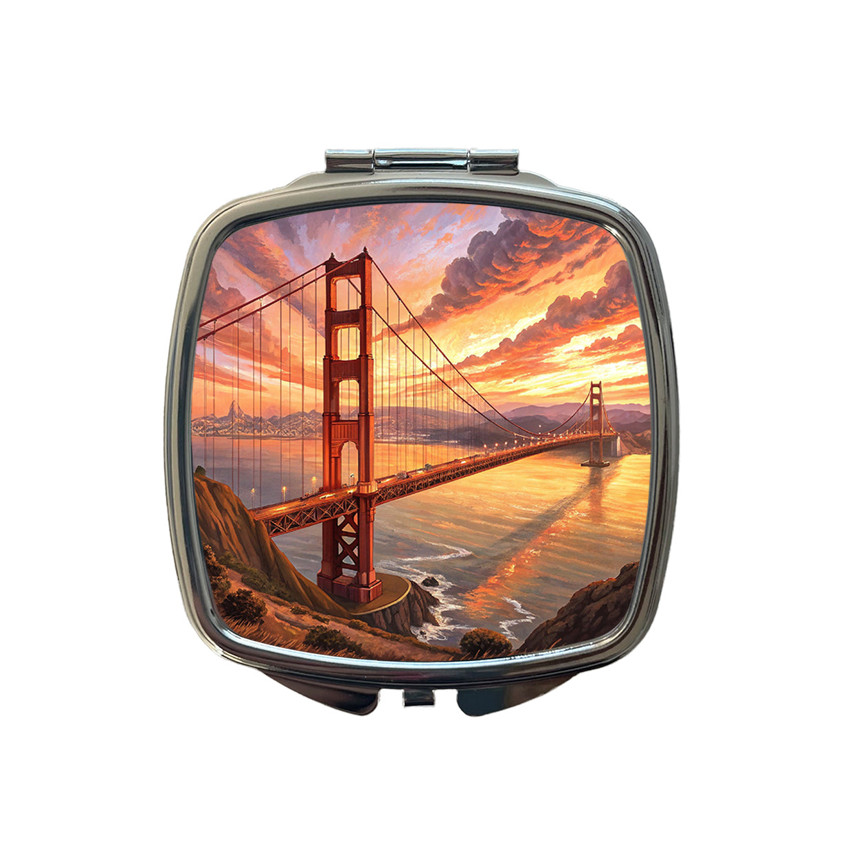 Golden Gate Bridge During Sunset San Francisco California Small Travel Purse Handbag Pocket Makeup Compact Mirror
