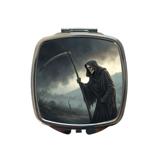 Grim Reaper Death Halloween Small Travel Purse Handbag Pocket Makeup Compact Mirror