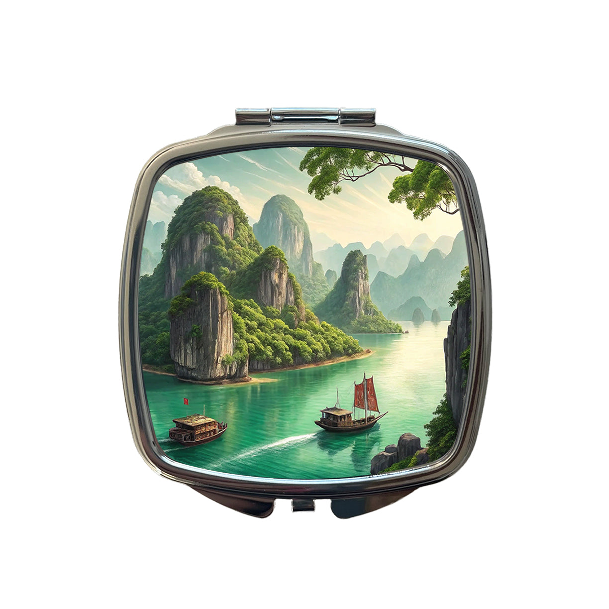 Ha Long Bay Vietnam Small Travel Purse Handbag Pocket Makeup Compact Mirror