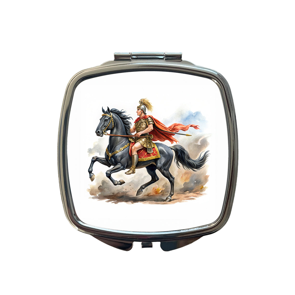 Historical Alexander The Great On His Horse Bucephalus Watercolor Small Travel Purse Handbag Pocket Makeup Compact Mirror