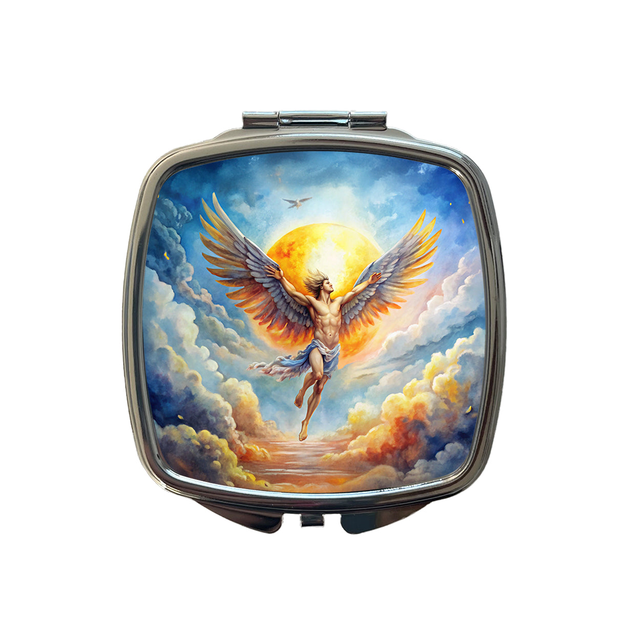 Icarus Flying Too Close To The Sun Greek Myth Watercolor Small Travel Purse Handbag Pocket Makeup Compact Mirror